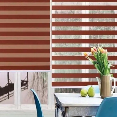 Innenräumliche motorisierte horizontale Struktur Polyester Zebra Roller Blinds für Endfenster