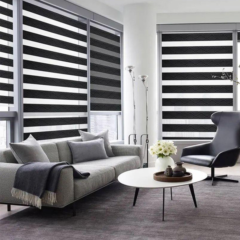 Elektrische Solarschattierung Fensterblinde Horizontale Zebra Blinds für eine hervorragende Leistung